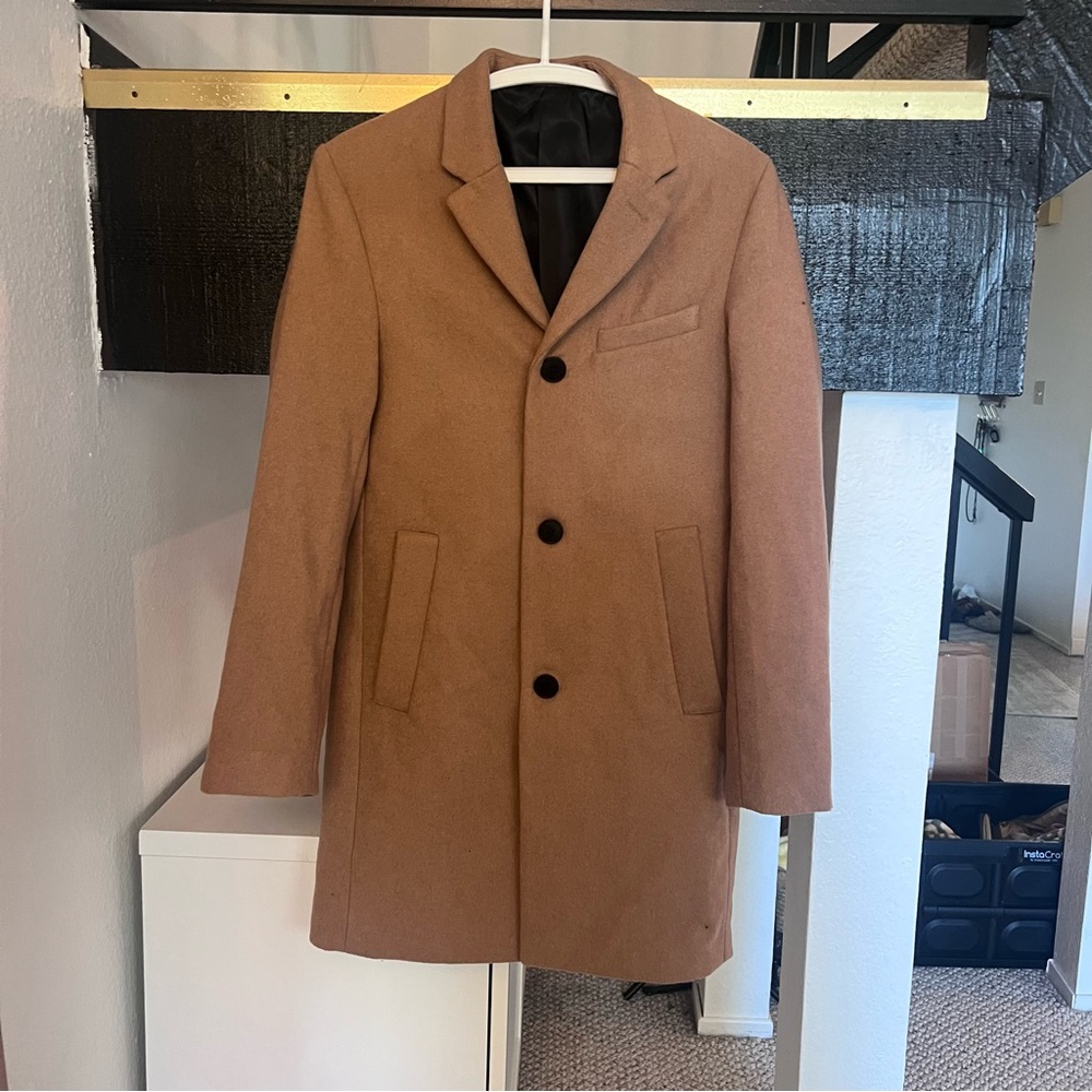 H&M Men's Black and Tan Pea Coat
